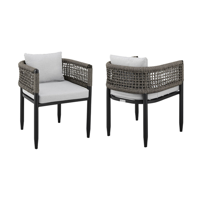 Alegria - Outdoor Patio Dining Chair In Aluminum With Gray Rope And Cushions - (Set Of 2) - Simple Home Plus