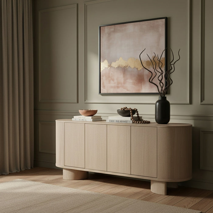 Caldra - Oak Veneer And Solid Wood Sideboard / Buffet - Simple Home Plus