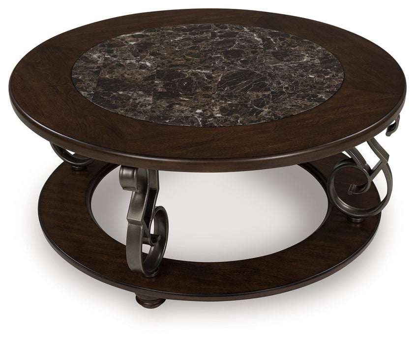 Frallyn - Dark Brown - Round Cocktail Table - Simple Home Plus