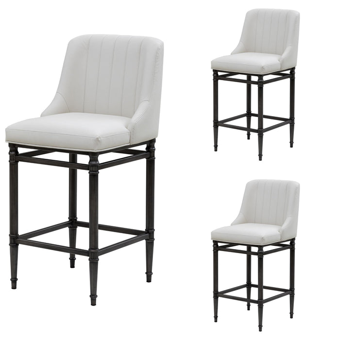 Marvin - Steel Frame Faux Leather Upholstered Bar Height Barstool