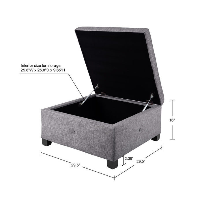 Aspen - Ottoman - Charcoal - Simple Home Plus