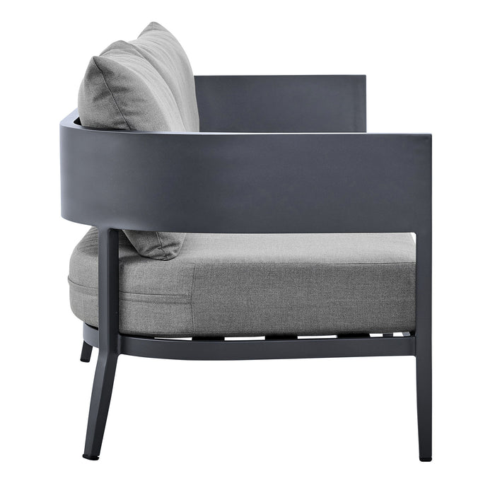 Menorca - 4 Piece Outdoor Dark Gray Aluminum & Fabric Outdoor Conversation Set - Simple Home Plus