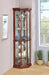 Appledale - 6-Shelf Corner Curio Display Cabinet - Medium Brown - Simple Home Plus