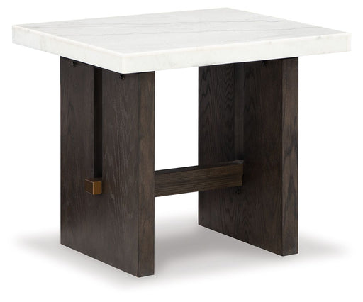 Burkhaus - White / Dark Brown - Rectangular End Table - Simple Home Plus