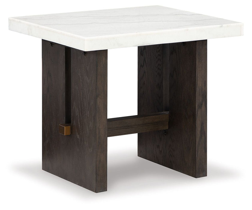 Burkhaus - White / Dark Brown - Rectangular End Table - Simple Home Plus