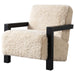 Fitzroy - Faux Fur Upholstered Chair Solid Wood Arms - Latte - Simple Home Plus