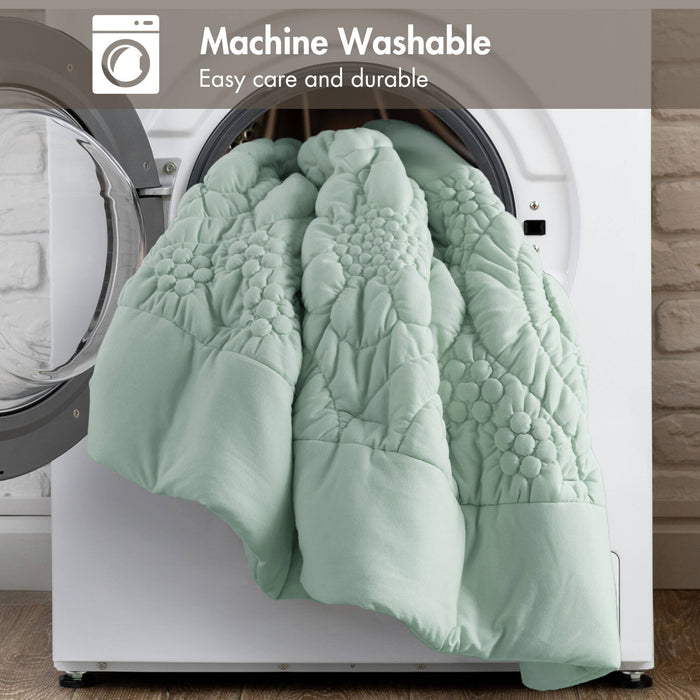 Elise - Full/Queen Comforter Set - Sage - Simple Home Plus