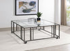 Adri - Square Glass Top Coffee Table With Casters - Simple Home Plus