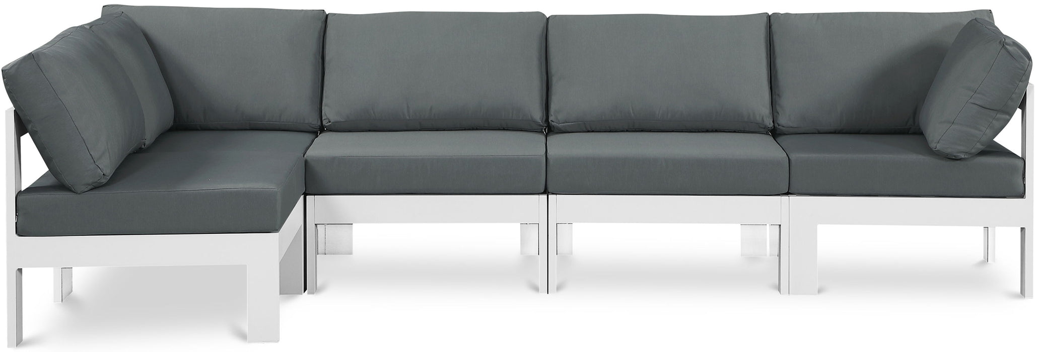 Nizuc - Outdoor Patio 4 Piece Modular Sectional With White Frame - Simple Home Plus