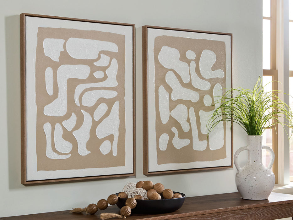 Waldett - Beige / White - Wall Art Set (Set of 2) - Simple Home Plus