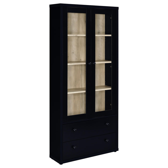 Hawthorne - 4-Shelf Glass Door Tall Cabinet With Drawers - Simple Home Plus