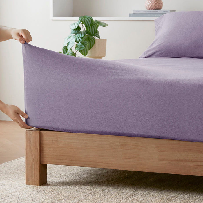 Cotton Blend Jersey Knit - Queen All Season Sheet Set - Purple