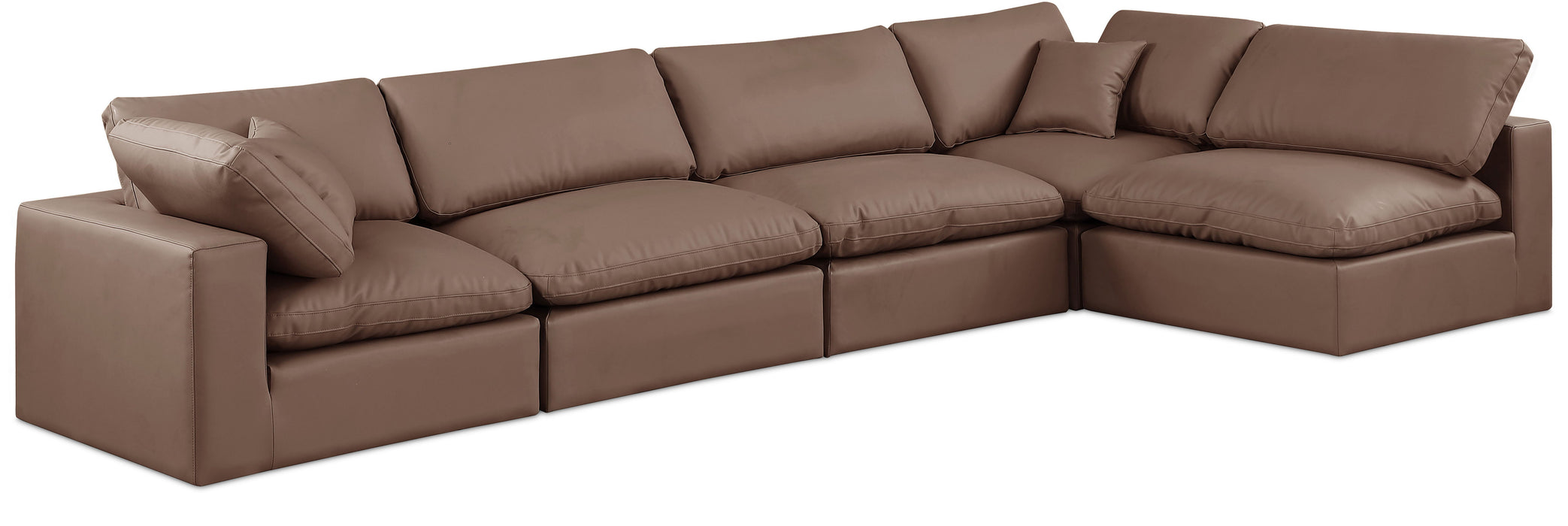 Comfy - 5 Piece Faux Leather Modular Sectional - Simple Home Plus