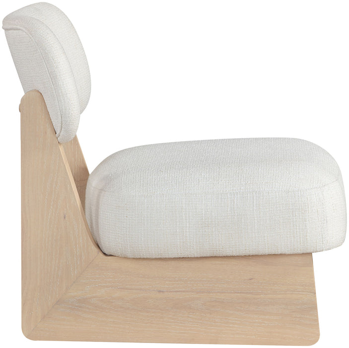 Vetra - Linen Textured Fabric Upholstered Accent Chair With Natural Base - Simple Home Plus