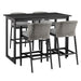 Palma - Outdoor Patio 5-Piece Bar Table Set In Aluminum With Gray Cushions - Simple Home Plus
