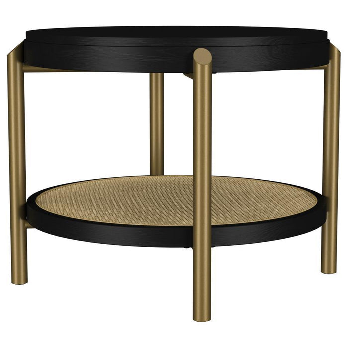 Arini - Round End Side Table With Storage Shelf - Simple Home Plus
