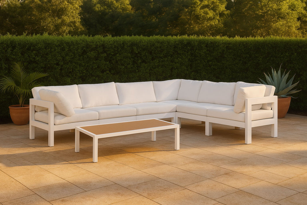 Nizuc - Outdoor Patio 6 Piece Modular Sectional With White Frame - Simple Home Plus