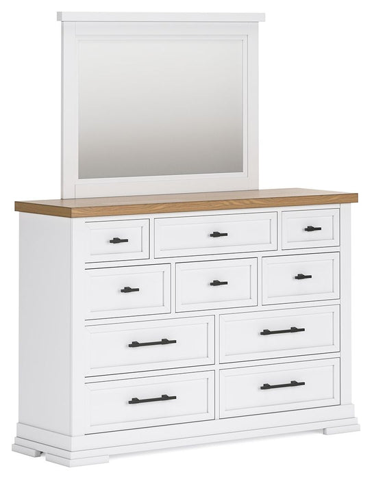 Ashbryn - White / Natural - Dresser And Mirror - Simple Home Plus