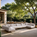 Laguna - 7 Piece Resilient Water Resistant Fabric 142" Upholstered Outdoor Patio Modular Sectional - Simple Home Plus