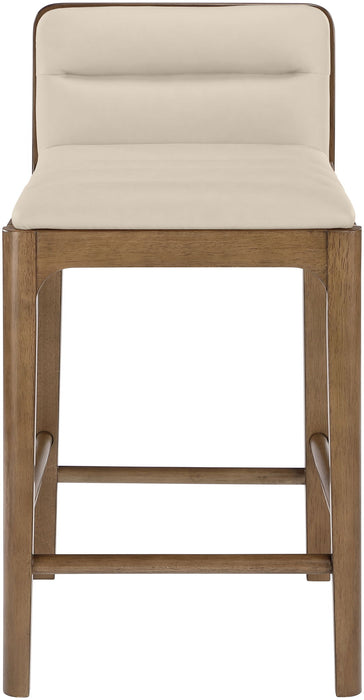 Ellis - Vegan Leather Upholstered Counter Stool (Set of 2) - Brown Base - Simple Home Plus