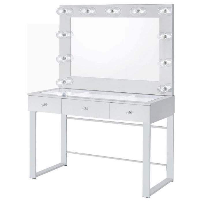 Umbridge - 3-Drawer Vanity Set With Lighting - Chrome And White - Simple Home Plus