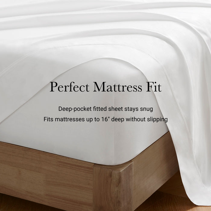 Split King Sateen Sheet Set - White - Simple Home Plus