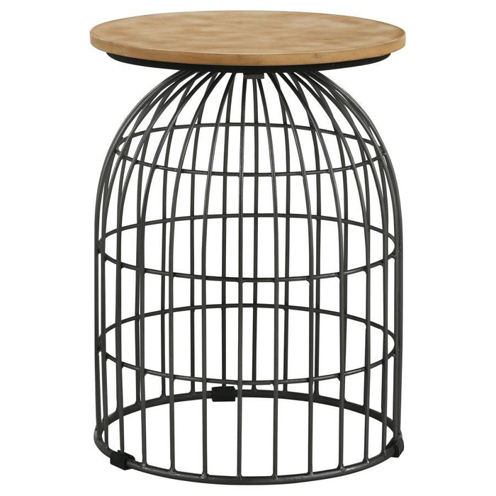 Bernardo - Round Wire Frame Side Table - Natural And Gunmetal - Simple Home Plus