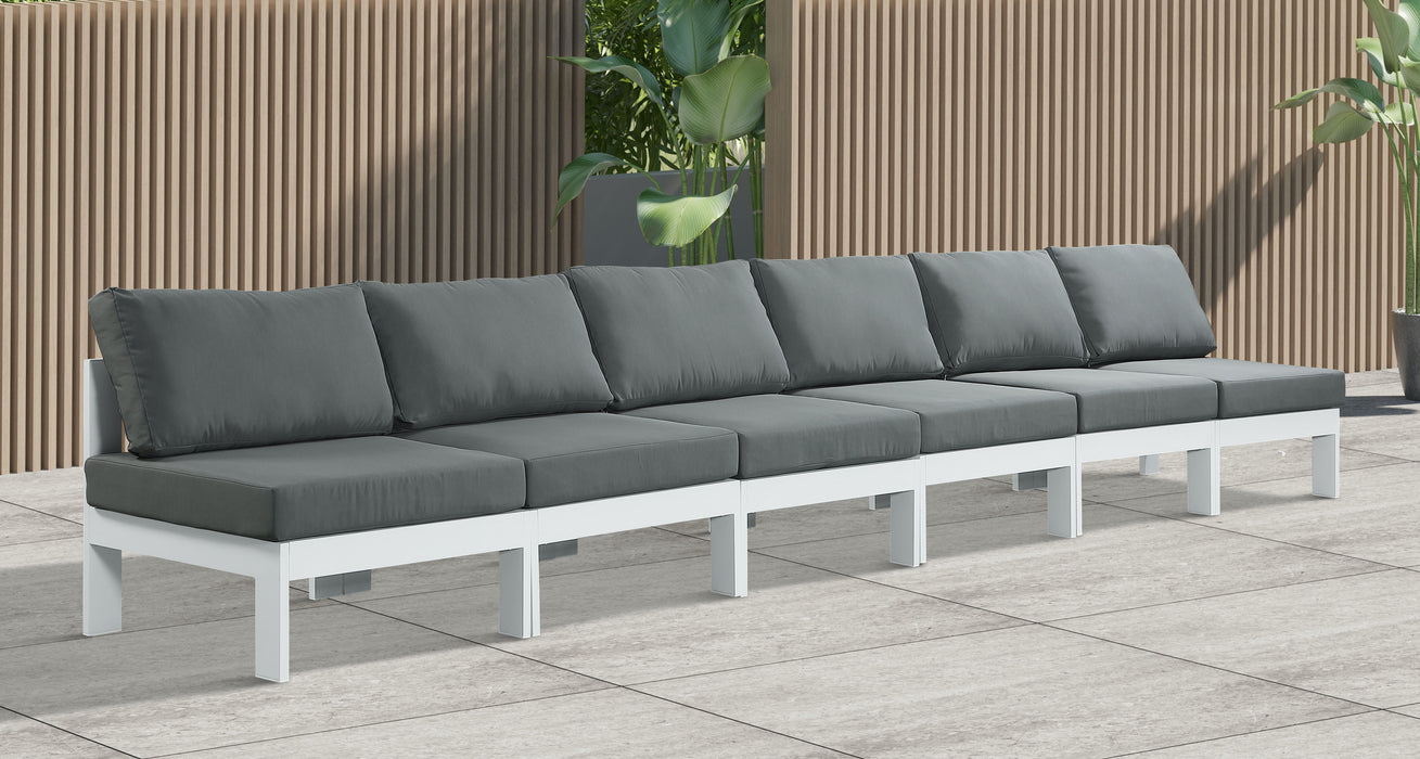 Nizuc - Outdoor Patio 6 Seat Armless Modular Sofa With White Frame - Simple Home Plus