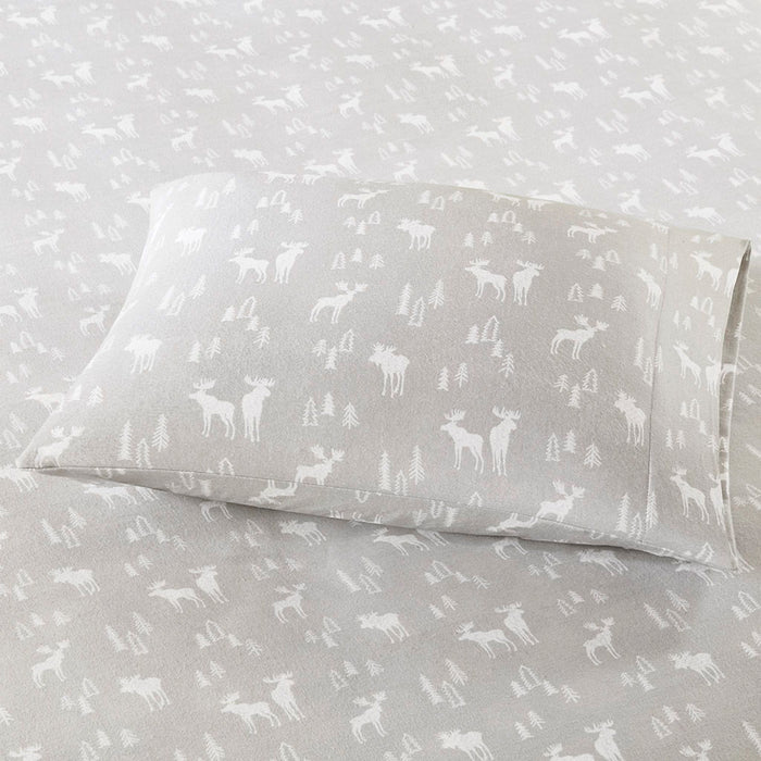 Flannel - California King Sheet Set - Gray Moose - Simple Home Plus
