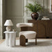Calder - Linen Textured Fabric Upholstered Accent Chair - Painted Brown Base - Simple Home Plus