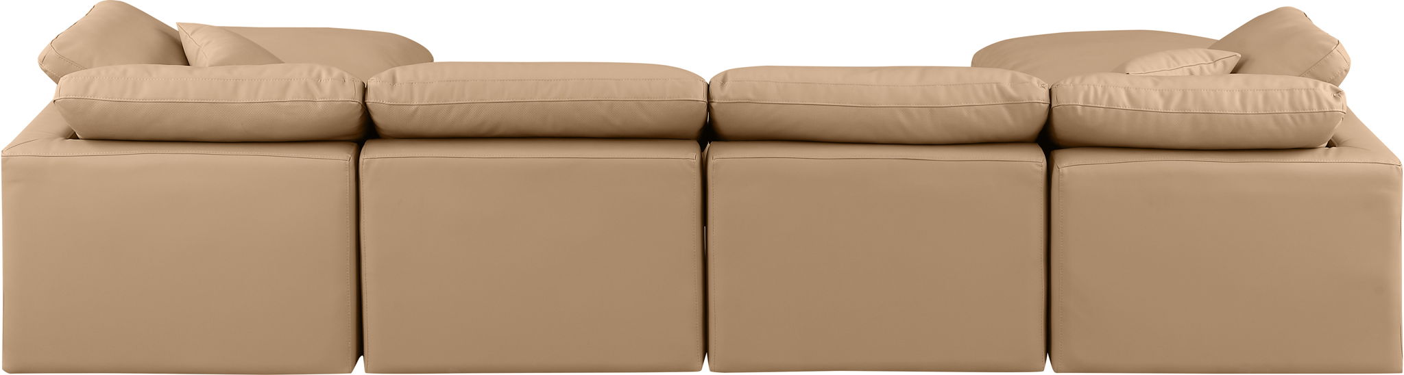 Indulge - Faux Leather 6 Piece Modular Double Chaise Sectional - Tan - Simple Home Plus