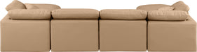 Indulge - Faux Leather 6 Piece Modular Double Chaise Sectional - Tan - Simple Home Plus