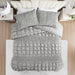 Evelyn - 3 Piece Stripe Ruched Comforter Set - Gray - Simple Home Plus