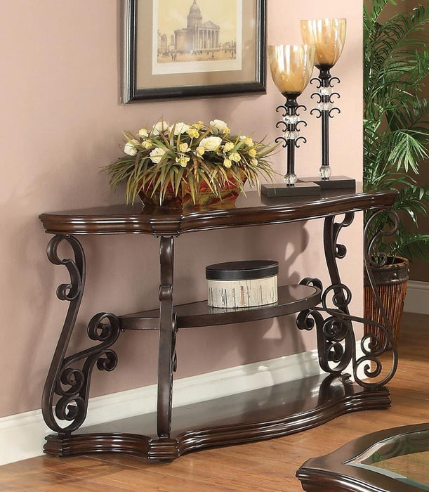 Laney - Scrollwork Entryway Sofa Console Table - Deep Merlot - Simple Home Plus
