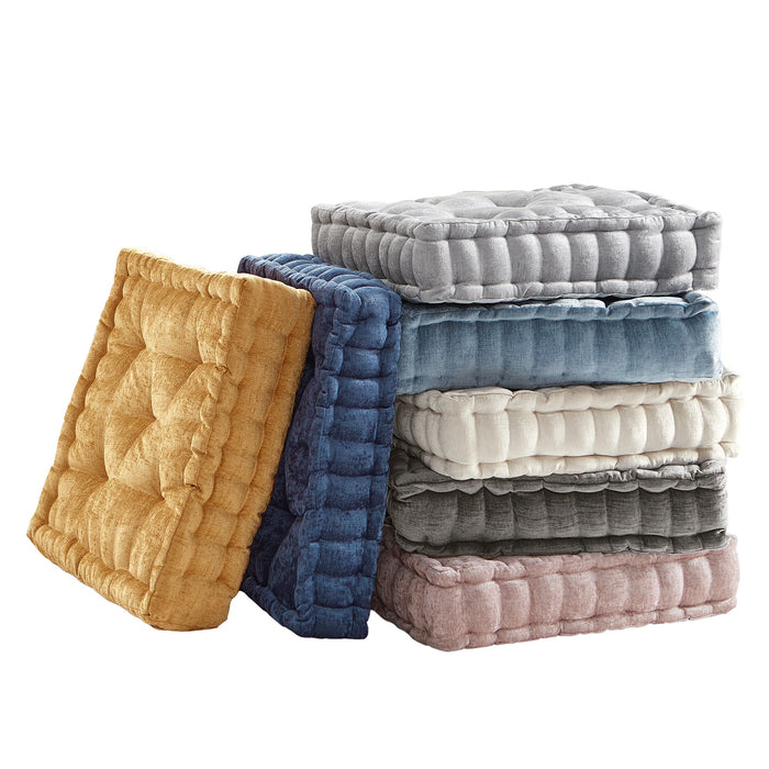 Azza - Chenille Square Floor Pillow Cushion - Yellow