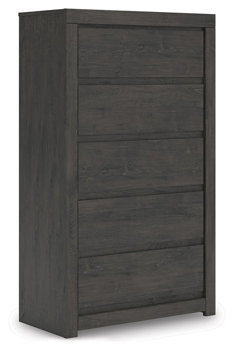 Fraluna - Charcoal - Five Drawer Chest - Simple Home Plus