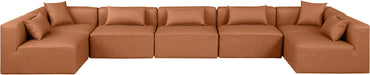Cube - 7 Piece Modular U-Shaped Sectional - Cognac - Simple Home Plus