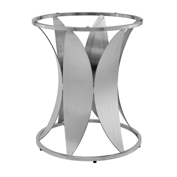 Petal - Modern Glass Round Pedestal Dining Table - Brushed Stainless Steel - Simple Home Plus
