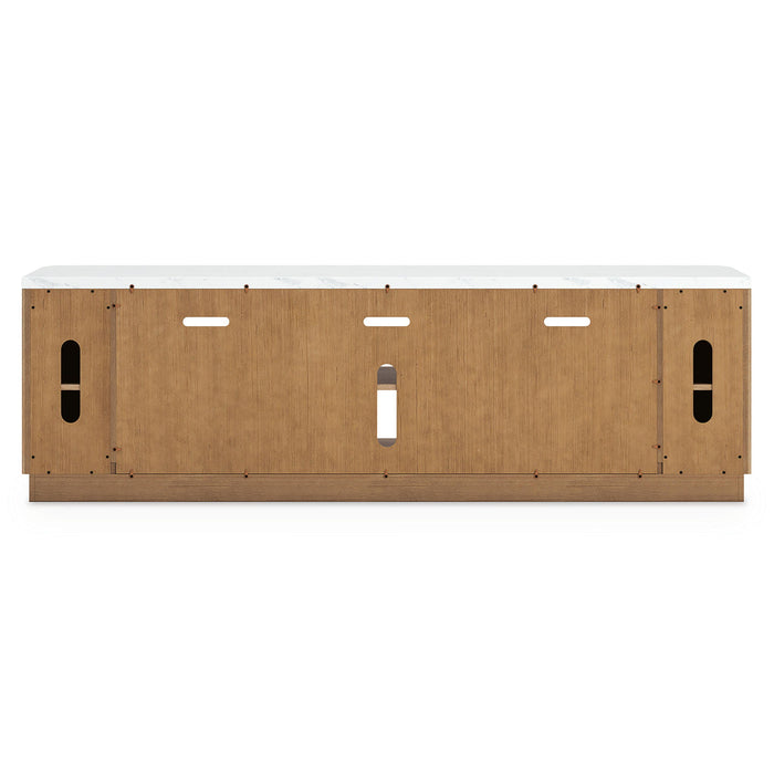 Camdill - XL TV Stand With Fireplace Option - Light Brown - Simple Home Plus