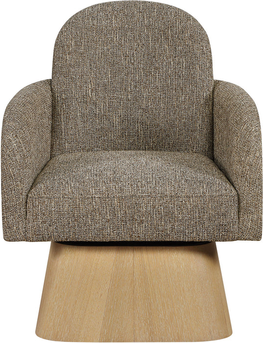 Marlowe - Linen Textured Fabric Upholstered Swivel Accent Chair - Stained Natural - Simple Home Plus