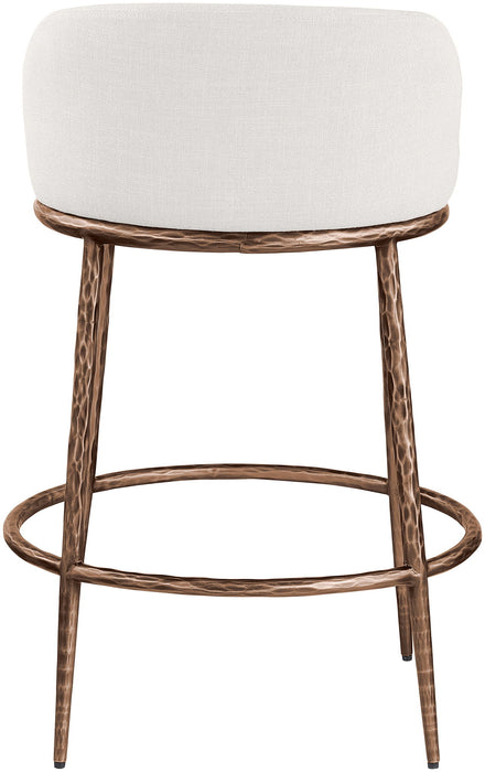 Ferro - Linen Textured Performance Fabric Upholstered Counter Stool - Cream / Brushed Bronze - Simple Home Plus