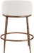 Ferro - Linen Textured Performance Fabric Upholstered Counter Stool - Cream / Brushed Bronze - Simple Home Plus