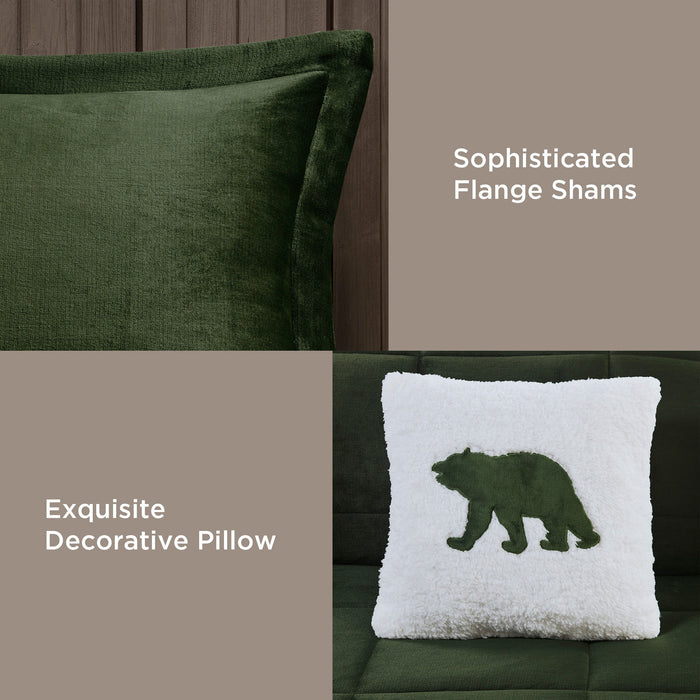 Alton - Down Alternative Comforter Set - Green / Ivory - Simple Home Plus