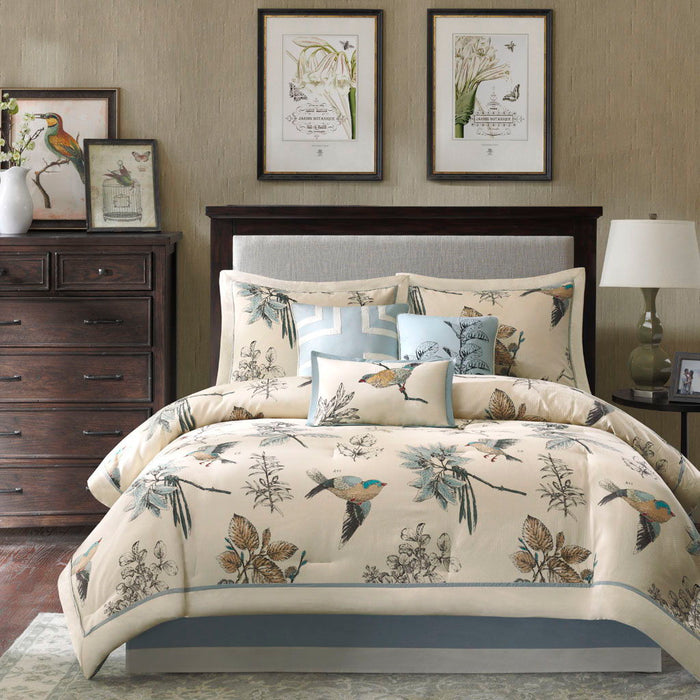 Quincy - Queen Piece Comforter (Set of 7) - Khaki - Simple Home Plus