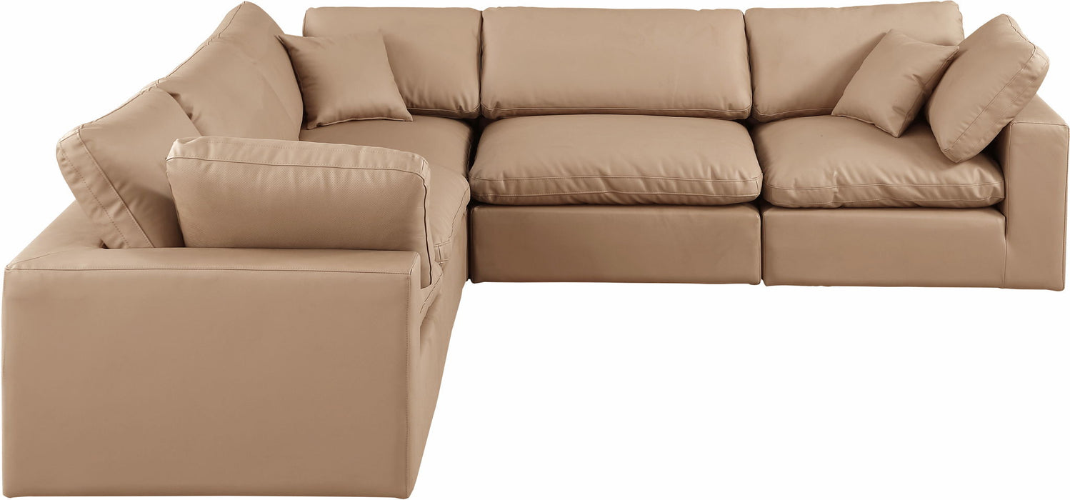 Comfy - 5 Piece Faux Leather Modular Corner Sectional - Tan - Simple Home Plus