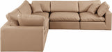Comfy - 5 Piece Faux Leather Modular Corner Sectional - Tan - Simple Home Plus