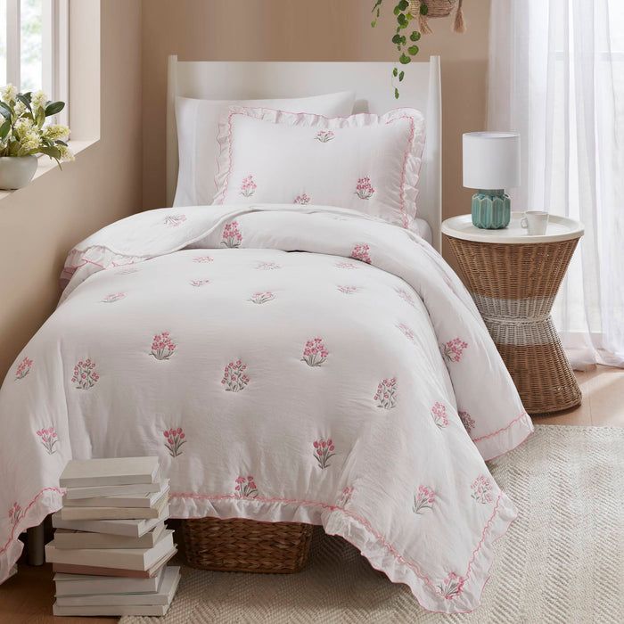 Aglaia - Twin Quilt Set - Pink - Simple Home Plus