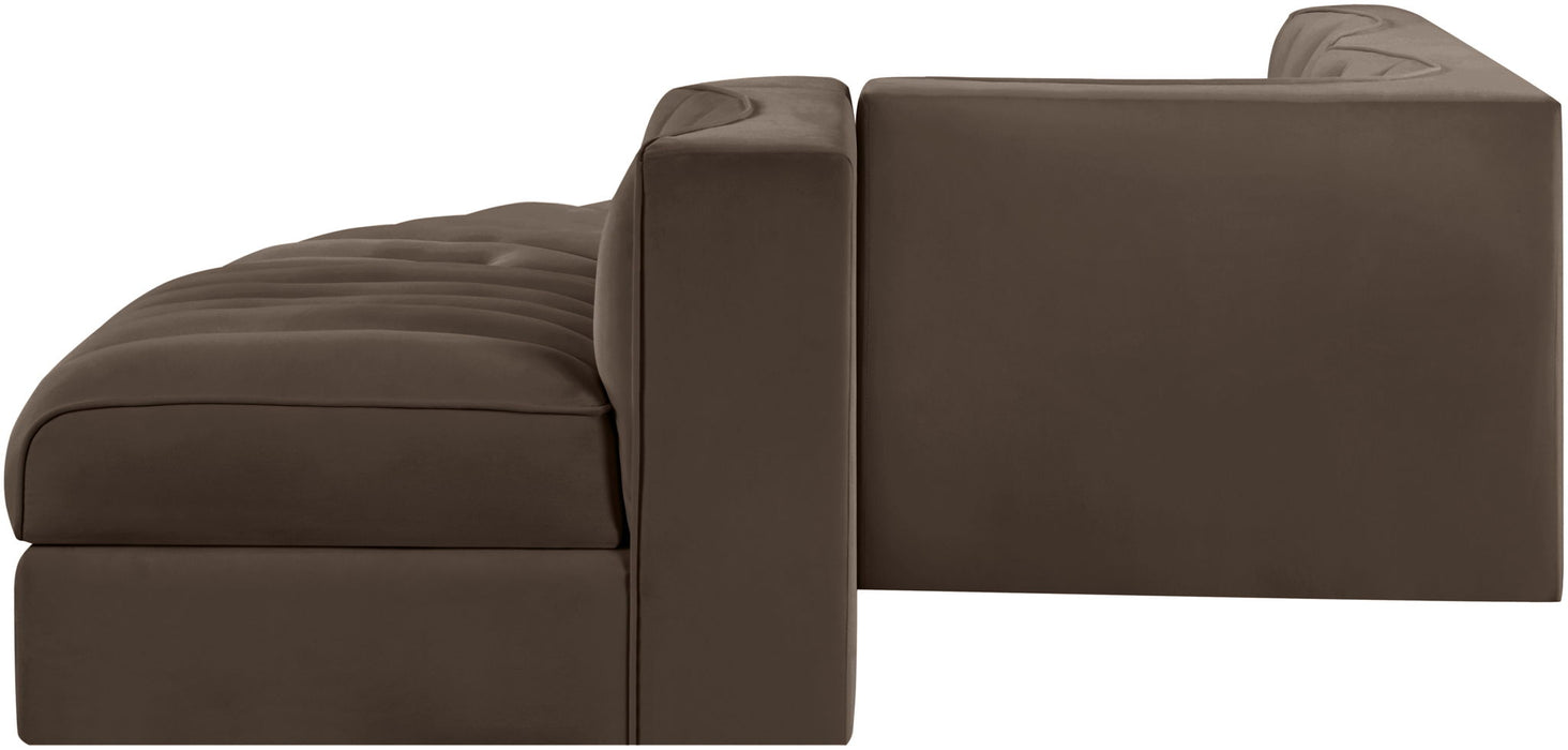 Rummi - Rounded Velvet Performance Fabric Upholstered 5 Piece Modular Sectional - Simple Home Plus