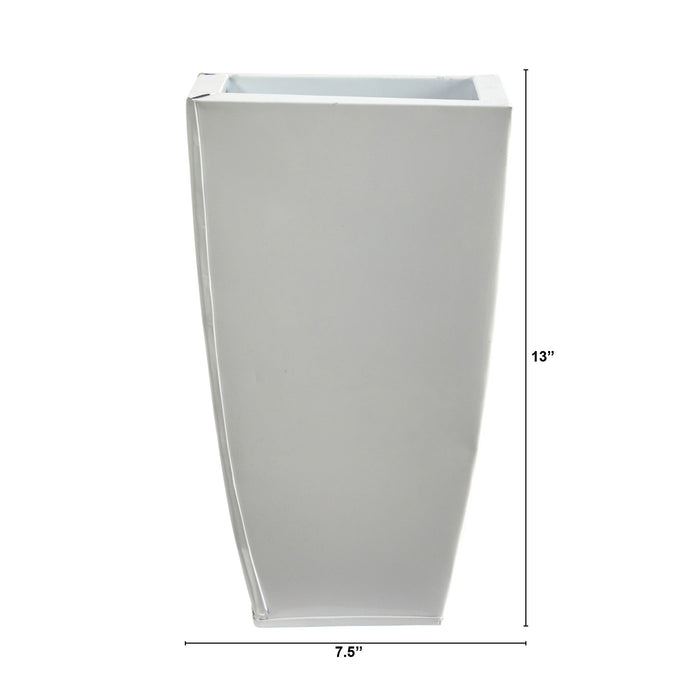 13" Tapered Square Metal Planter