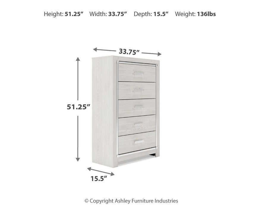 Altyra - White - Five Drawer Chest - Simple Home Plus